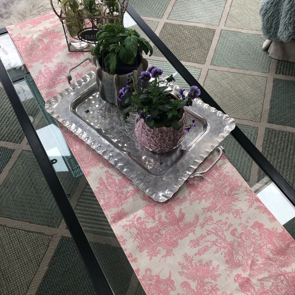 Elegant Pink Toile Table Runner - Picture 5 of 6
